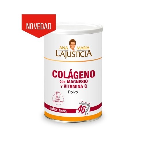Colágeno con Magnesio + Vitamina C . Sabor Fresa. (Formato Familiar. Polvo)